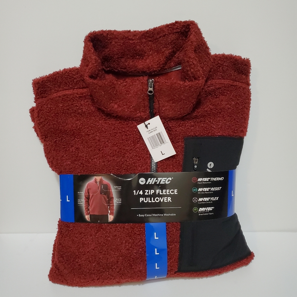 HI-TEC Men’s Thermo Fleece ¼ Zip Pullover Dark Red Large